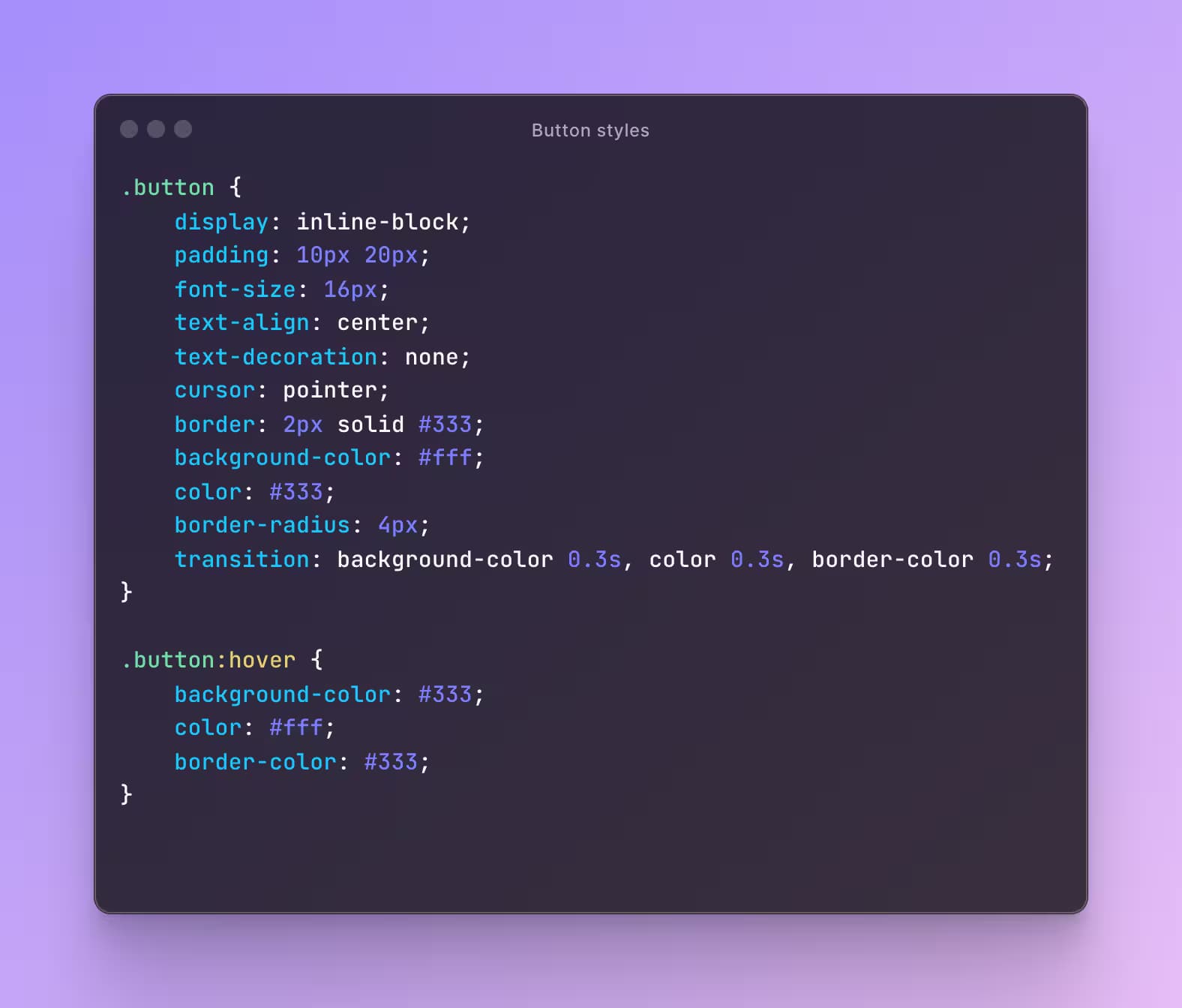 CSS button snippet